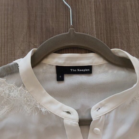 THE KOOPLES womens blouse white lace crepe button 0 romantic formal event girl - Picture 4 of 11